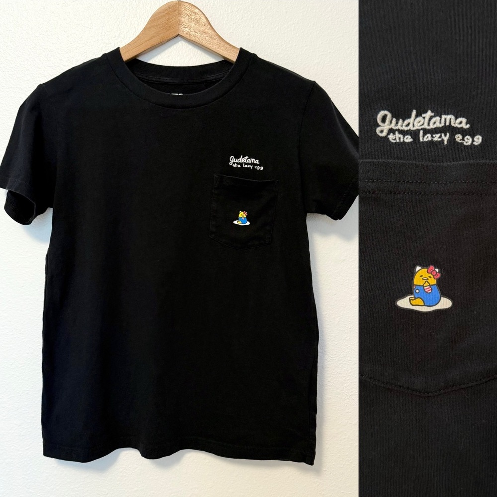 Uniqlo UT Sanrio Gudetama x Hello Kitty Black Graphic Tee (Size S)